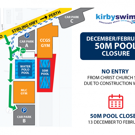 December/February 50M pool closure notice